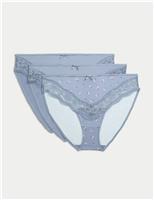 3pk Lace Trim High Leg Knickers