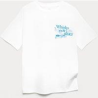 M&S Pure Cotton DJ Cat Graphic T-Shirt (6-16 Years) White