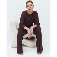 M&S Flexifit Wide Leg Lounge Pyjama Set Mahogany
