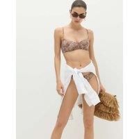 M&S Printed Plunge Bikini Top Soft Brown Mix