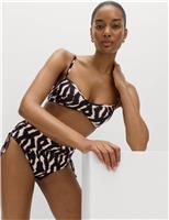 M&S Printed Plunge Bikini Top Soft Brown Mix