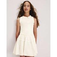 M&S Cotton Rich Drop Waist Dress (6-16 Yrs) Ivory