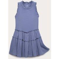 M&S Cotton Rich Drop Waist Dress (6-16 Yrs) Blue