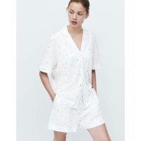 M&S Cotton Modal Ditsy Revere Shortie Set White Mix
