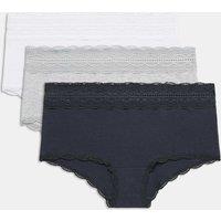 M&S 3pk Cotton Rich High Rise Shorts Dark Pewter