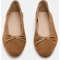M&S Suede Bow Flat Ballet Pumps Taupe