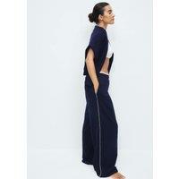 M&S Cotton Rich Embroidered Loopback Sweatshirt Navy