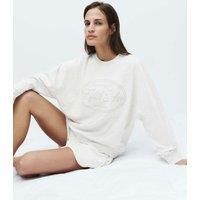 M&S Cotton Rich Embroidered Loopback Sweatshirt Grey