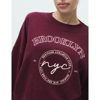 M&S Cotton Rich Embroidered Loopback Sweatshirt Burgundy