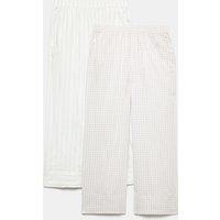 M&S 2 Pack Pure Cotton Printed Pyjama Bottoms Grey Mix