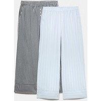 M&S 2 Pack Pure Cotton Printed Pyjama Bottoms Blue Mix