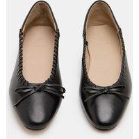 M&S Leather Bow Flat Ballet Pumps Black