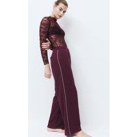 M&S Cotton Rich Loopback Wide Leg Joggers Burgundy