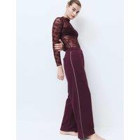 M&S Cotton Rich Loopback Wide Leg Joggers Burgundy