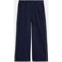 M&S Cotton Rich Loopback Wide Leg Joggers Navy