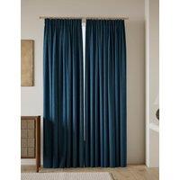 M&S Velvet Pencil Pleat Curtains Petrol