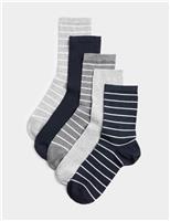 5 Pack Supersoft Striped Crew Socks