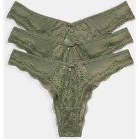 M&S 3pk Jasmine Lace Miami Knickers Khaki