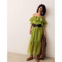 Per Una Frill Detail Strappy Midaxi Tiered Dress Soft Green