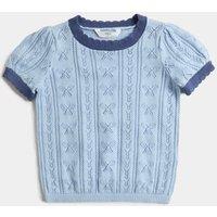 M&S Pure Cotton Knitted Top (2-10 Yrs) Chambray