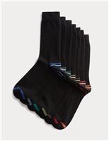 M&S 7 Pack Cool & Fresh Striped Cotton Rich Socks Black Mix