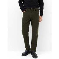M&S Straight Fit Italian Moleskin 5 Pocket Trousers Dark Green