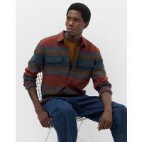 M&S Regular Fit Pure Cotton Striped Flannel Shirt Navy Mix