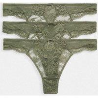 M&S 3pk Jasmine Lace Thongs Khaki
