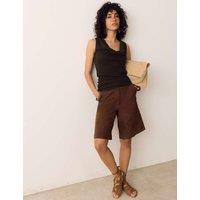 Per Una Cotton Rich Ribbed Ruched Cowl Neck Vest Dark Mole