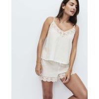 M&S Pure Cotton Lace Cami Shortie Set Ivory