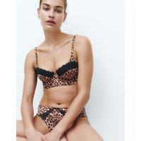 M&S Clara Papertouch Leopard Longline Balcony Bra A-DD Medium Peach
