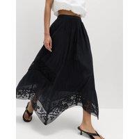 M&S Pure Cotton Lace Maxi Circle Skirt Black