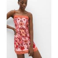 M&S Floral Tie Detail Mini Shift Dress Pink Mix