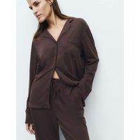 M&S Cotton Modal Revere Pyjama Set Dark Brown