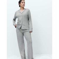 M&S Cotton Modal Printed Revere Pyjama Set Grey Mix