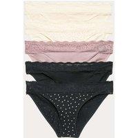 M&S 5pk Cotton Blend Printed Bikini Knickers Praline