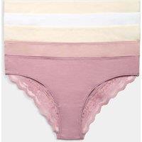 M&S 5pk Cotton Rich Printed Brazilian Knickers Dusky Pink