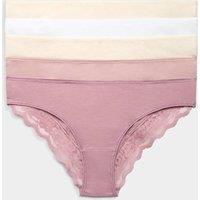 M&S 5pk Cotton Rich Printed Brazilian Knickers Dusky Pink