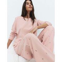 M&S Pure Cotton Printed Pyjama Set Pink Mix