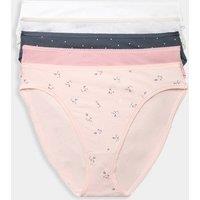 M&S 5pk Cotton Rich Lycra High Leg Knickers Nightshade