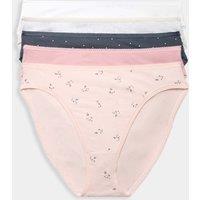 M&S 5pk Cotton Rich Lycra High Leg Knickers Nightshade