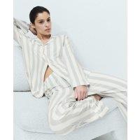 M&S Soft Touch Printed Revere Pyjama Set Ivory Mix