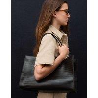Autograph Leather Embossed Tote Bag Dark Chocolate