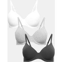 M&S 3pk Wired Full Cup T-Shirt Bras A-E Dark Pewter