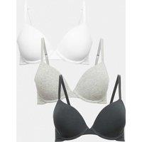 M&S 3pk Wired Plunge T-Shirt Bras A-E Dark Pewter