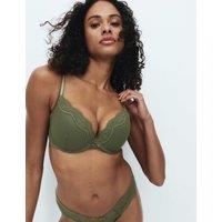 M&S Jasmine Lace Wired Push Up Plunge Bra A-E Khaki