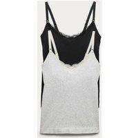 M&S 2 Pack Seamfree Lace Trim Nursing Vests Black Mix