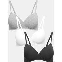 M&S 3pk Non Wired T-Shirt Bras A-E Dark Pewter