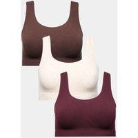 M&S 3pk Seamless Non Wired Crop Tops Wine Mix