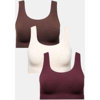 M&S 3pk Seamless Non Wired Crop Tops Wine Mix